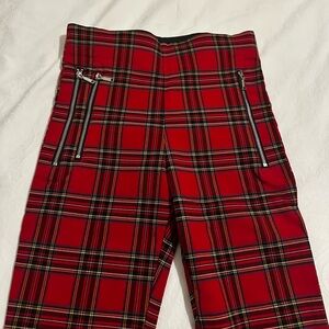 Zara Red Plaid Trousers